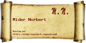 Mider Norbert névjegykártya